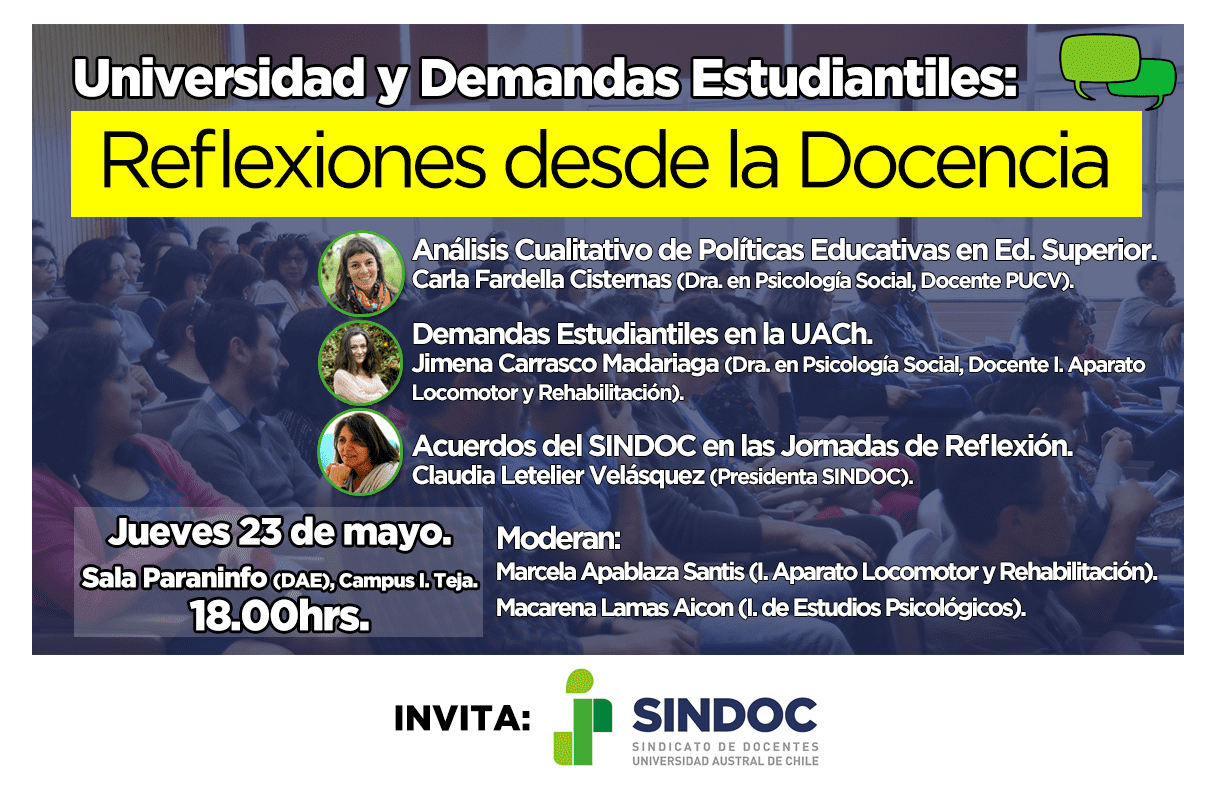 SINDOC realizará jornada de reflexión: Universidad y Demandas Estudiantiles